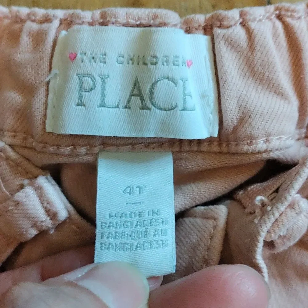 The Children's Place 4T Jeans Skinny Dark Wash Pink Adjustable Waist Cotton